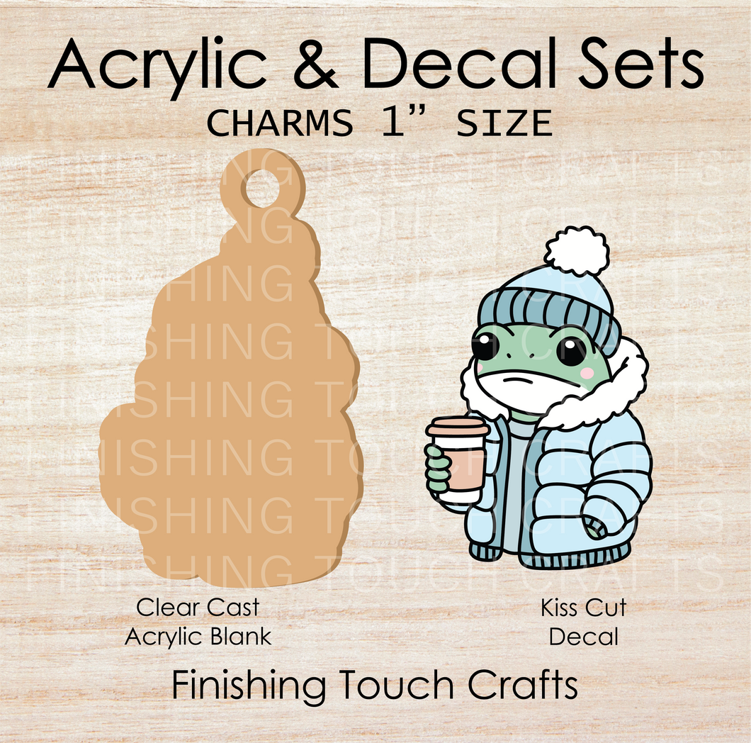 Frog Puffer Coat Charm Set of 4