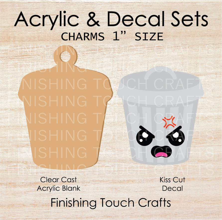 Trash Can Charm Set of 4
