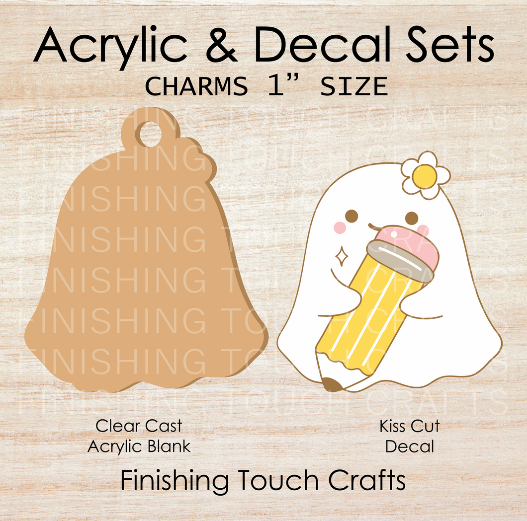 Ghost Holding Pencil Charm Set of 4