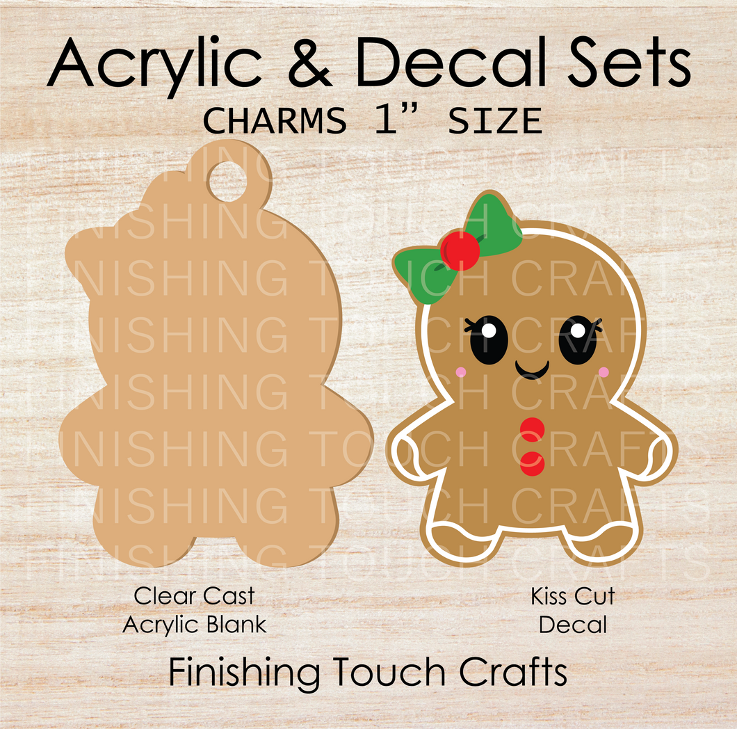 Gingerbread Cookie Girl Charm Set of 4