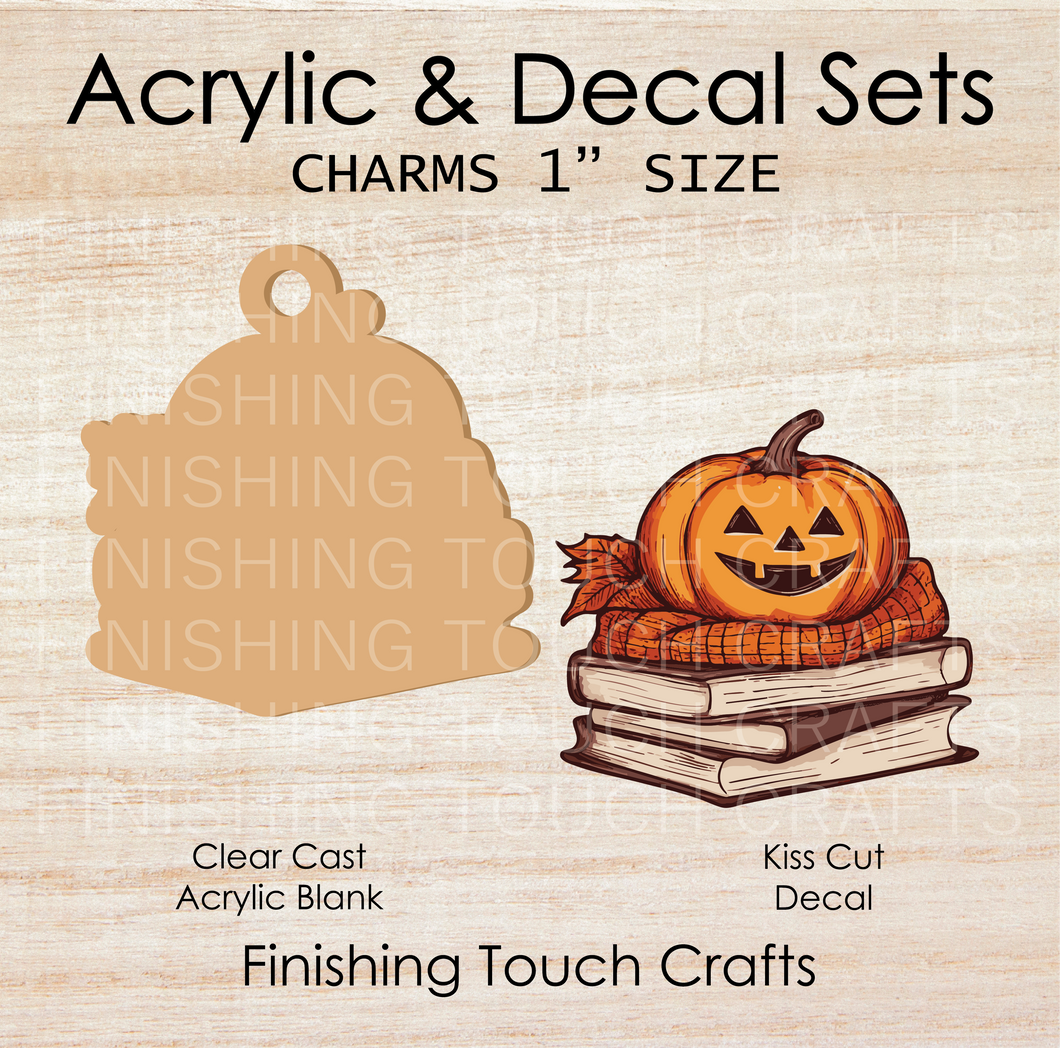 Jack-o'-lantern Stacked Books Charm Set of 4