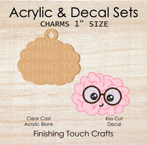 Nerdy Brain Charm Set of 4
