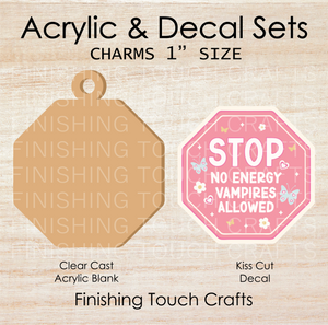 No Energy Vampires Charm Set of 4