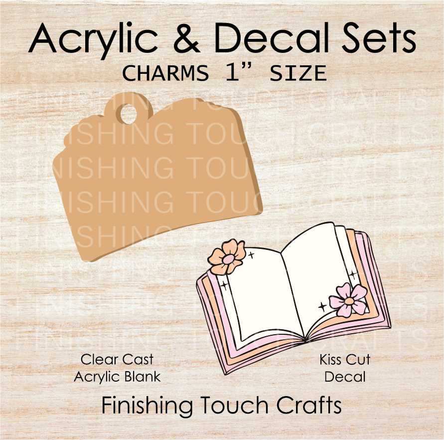 Open Book Floral Charm Set of 4
