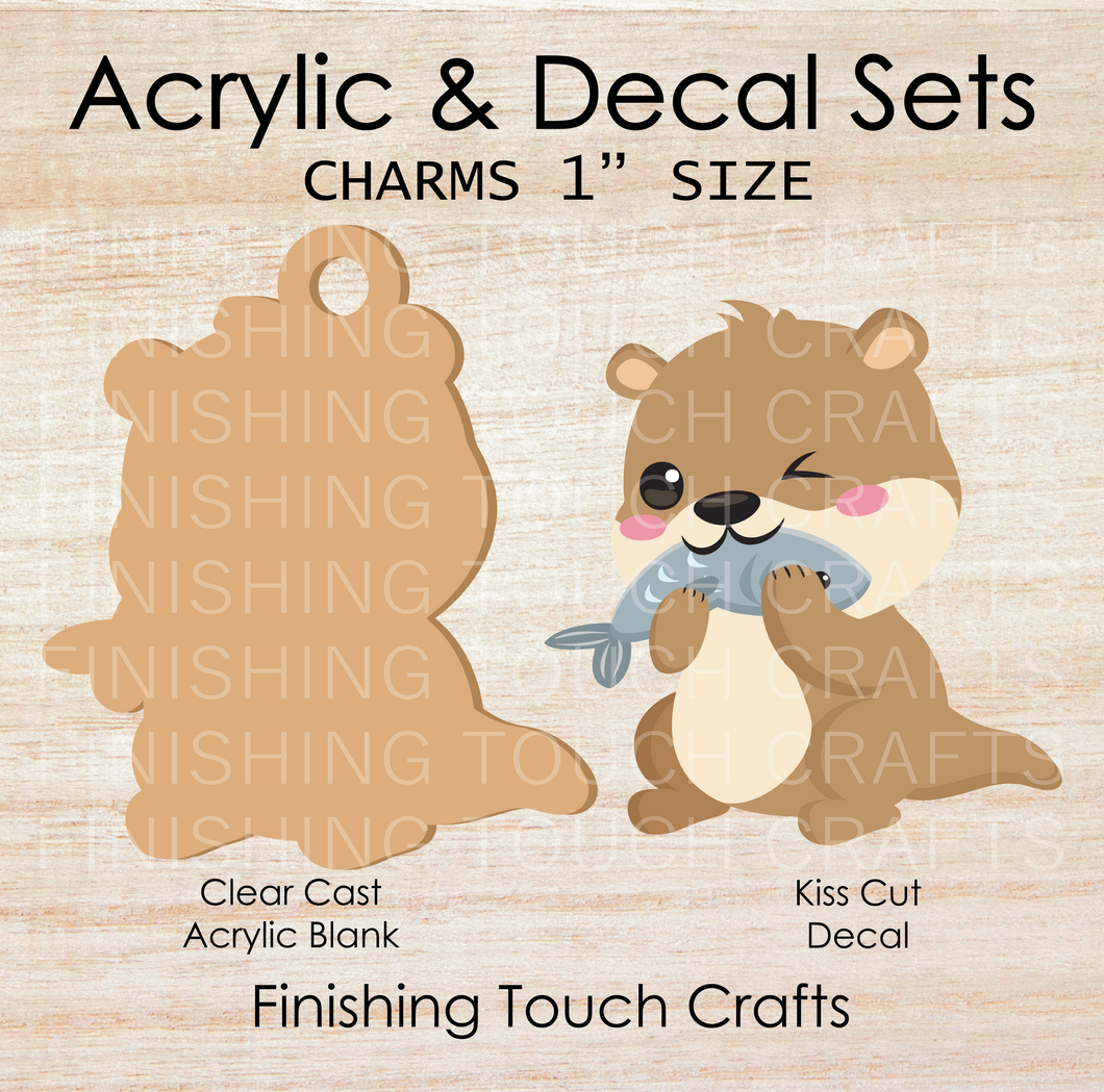 Otter Eating Fish Set of 4