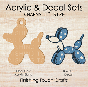 Patriotic Balloon Dog Charm Set of 4