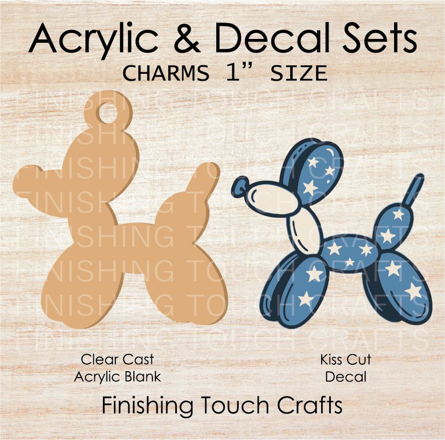 Patriotic Balloon Dog Charm Set of 4