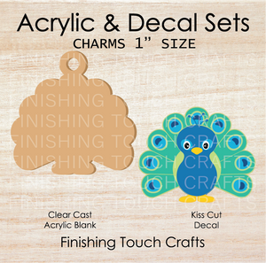 Peacock Charm Set of 4