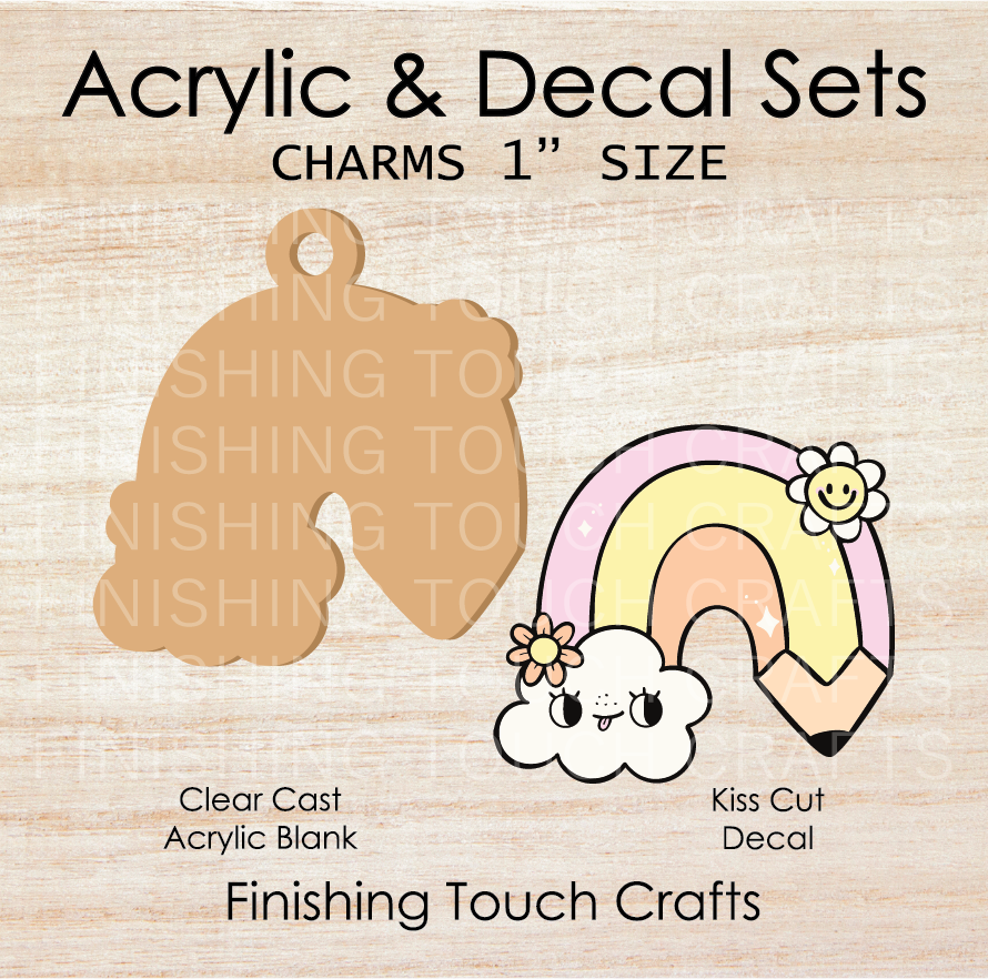 Pencil Rainbow Charm Set of 4