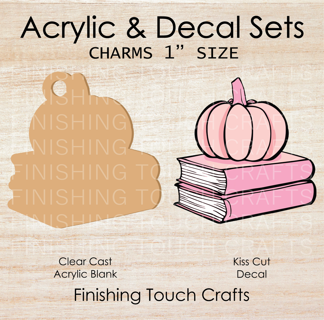 Pumpkin Books Pink Charm Set of 4