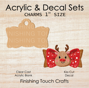 Reindeer Bow Charm Set of 4