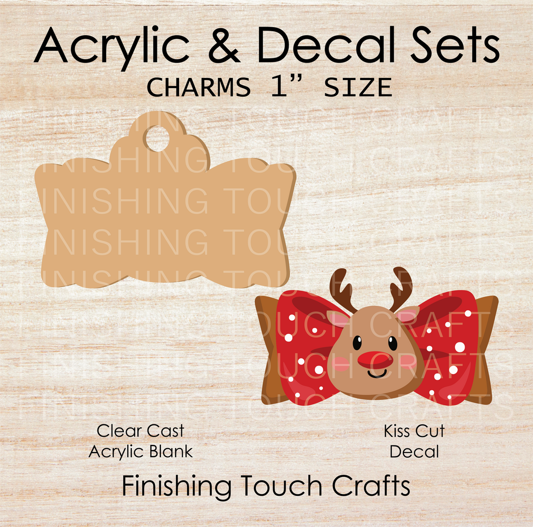 Reindeer Bow Charm Set of 4