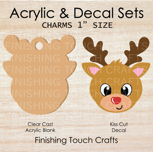 Reindeer Face Charm Set of 4