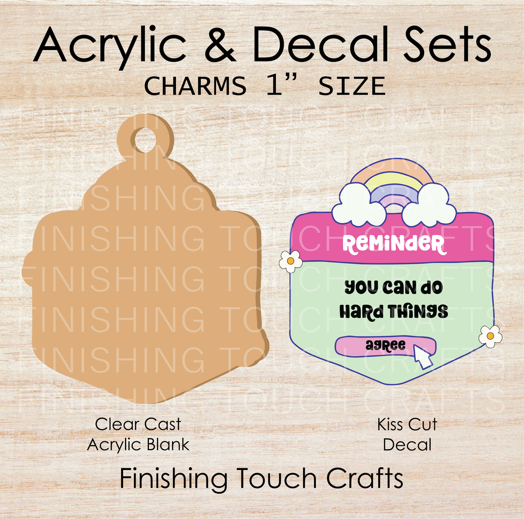 Reminder You Can Do Hard Things Charm Set of 4