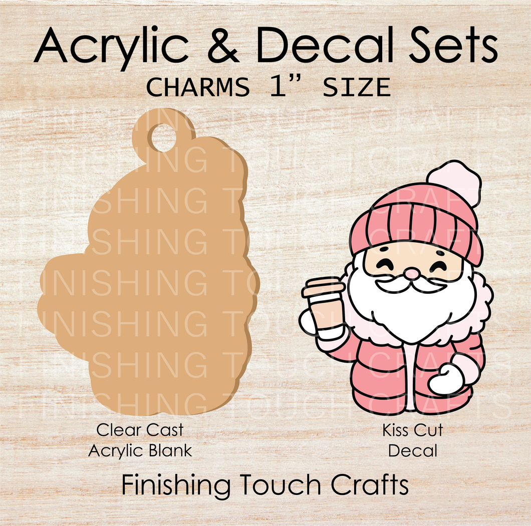 Santa Puffer Coat Charm Set of 4