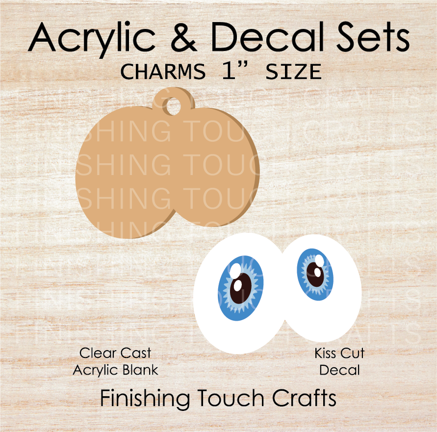 Scared Eyes Blue Charm Set of 4