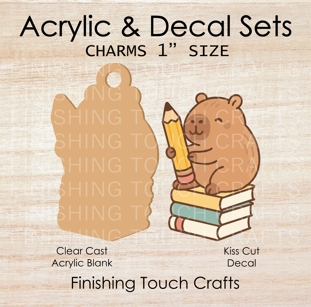 School Cabybara Charm Set of 4