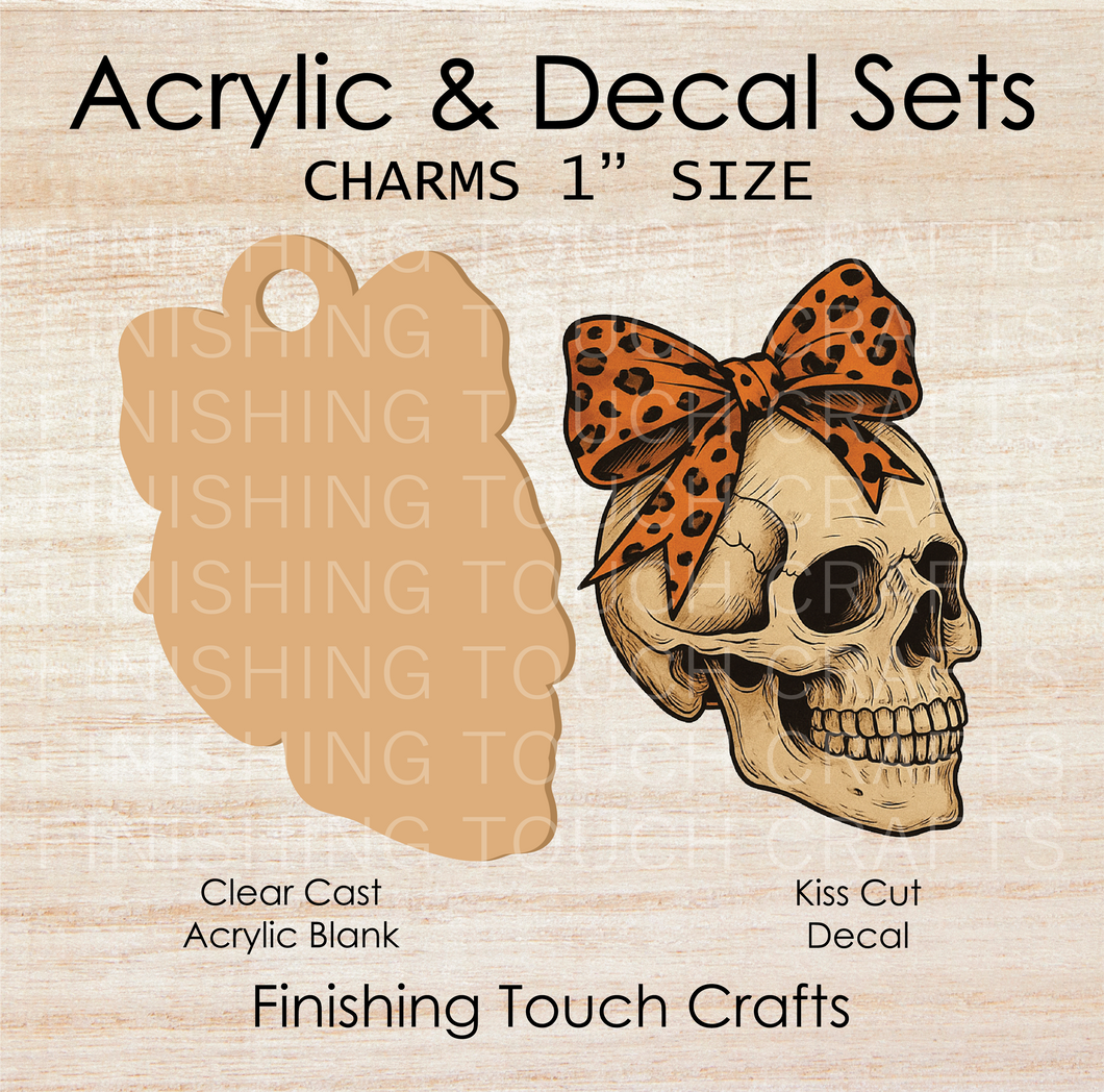 Skull Bow Charm Set of 4
