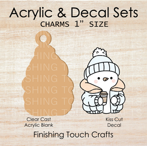 Snowman Puffer Coat Charm Set of 4
