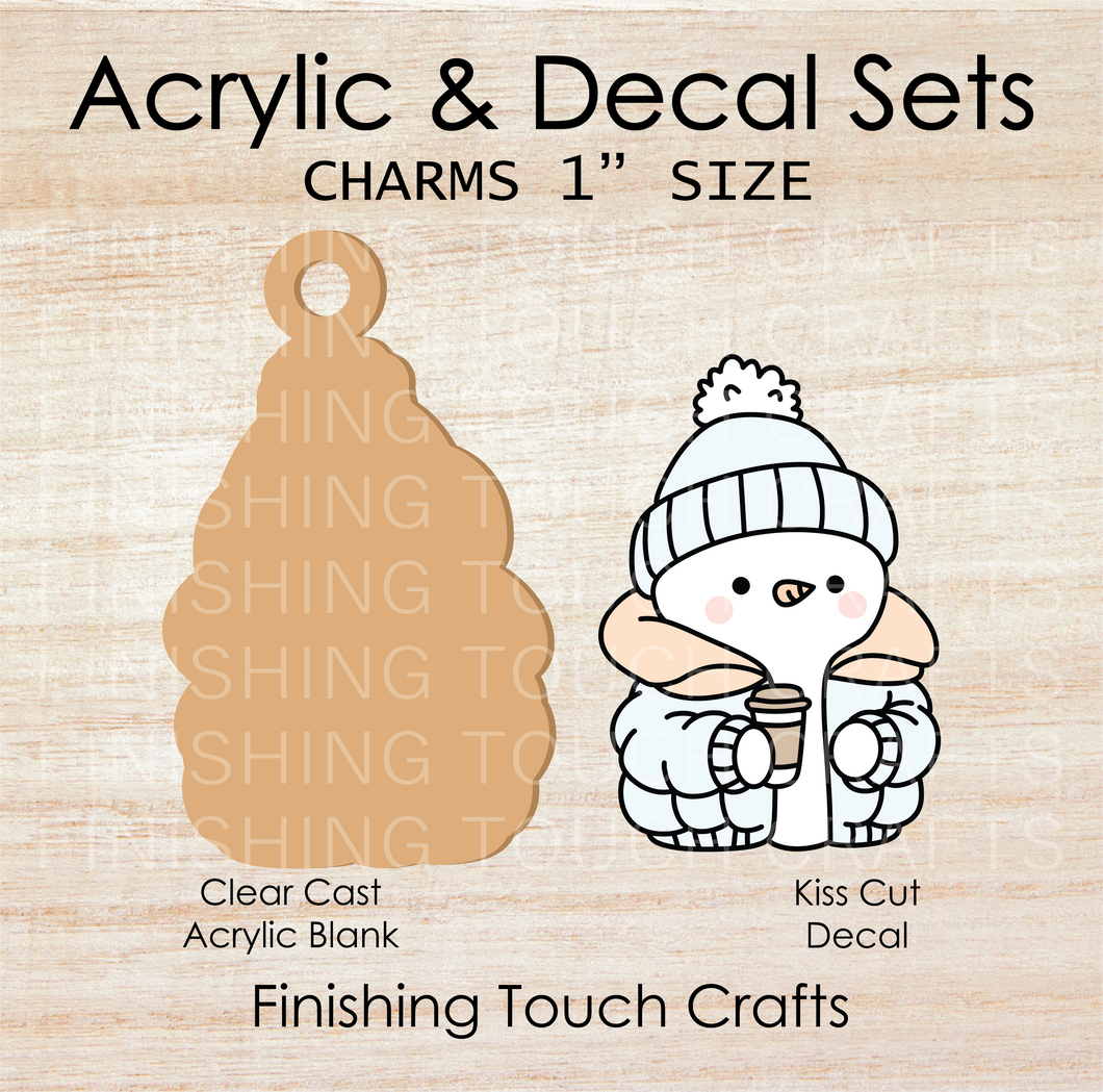 Snowman Puffer Coat Charm Set of 4
