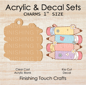 Stacked Pencils Charm Set of 4