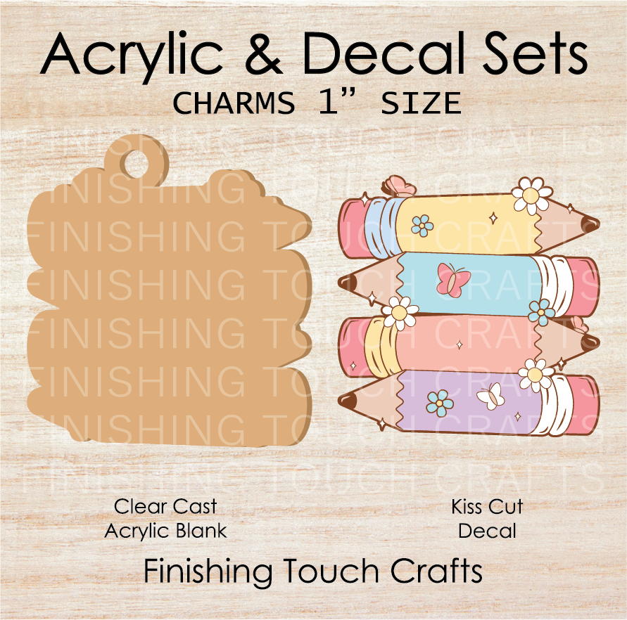 Stacked Pencils Charm Set of 4