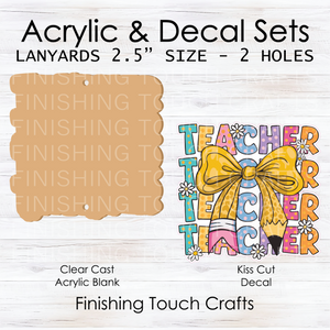 Teacher Pencil Bow Lanyard Blank