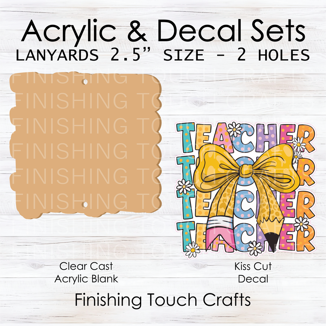 Teacher Pencil Bow Lanyard Blank
