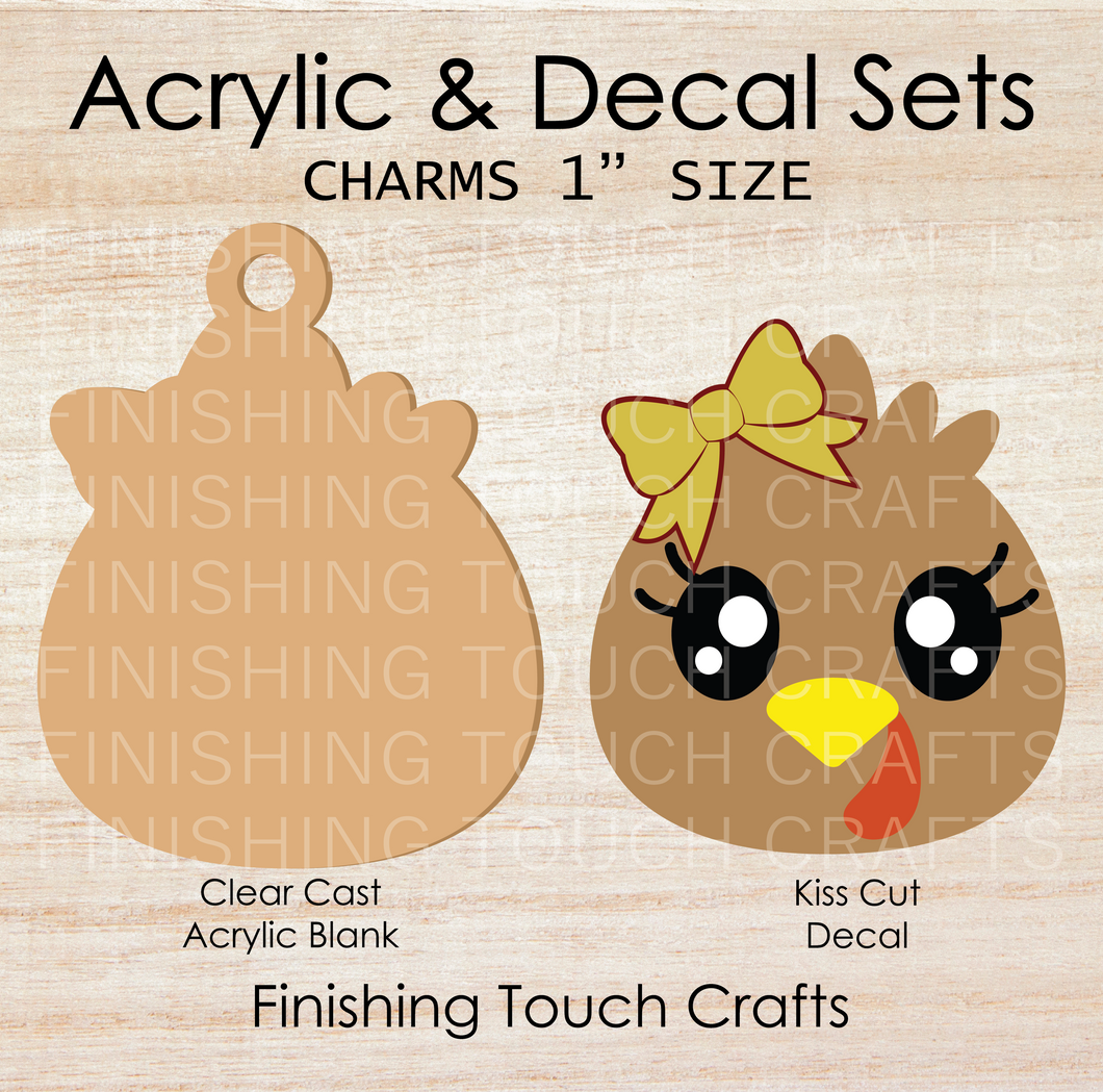 Turkey Bow Charm Set of 4