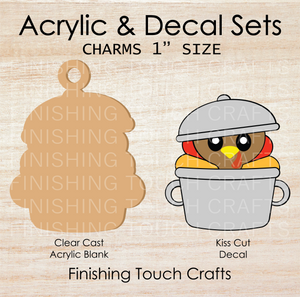 Turkey in Pot Charm Set of 4