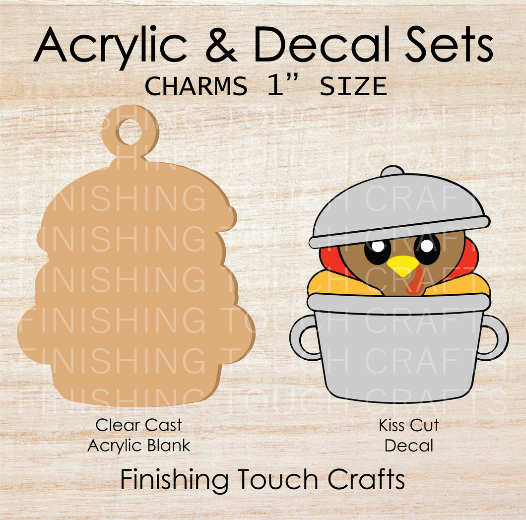 Turkey in Pot Charm Set of 4
