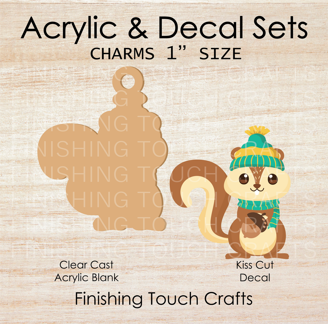 Winter Squirrel Charm Set of 4