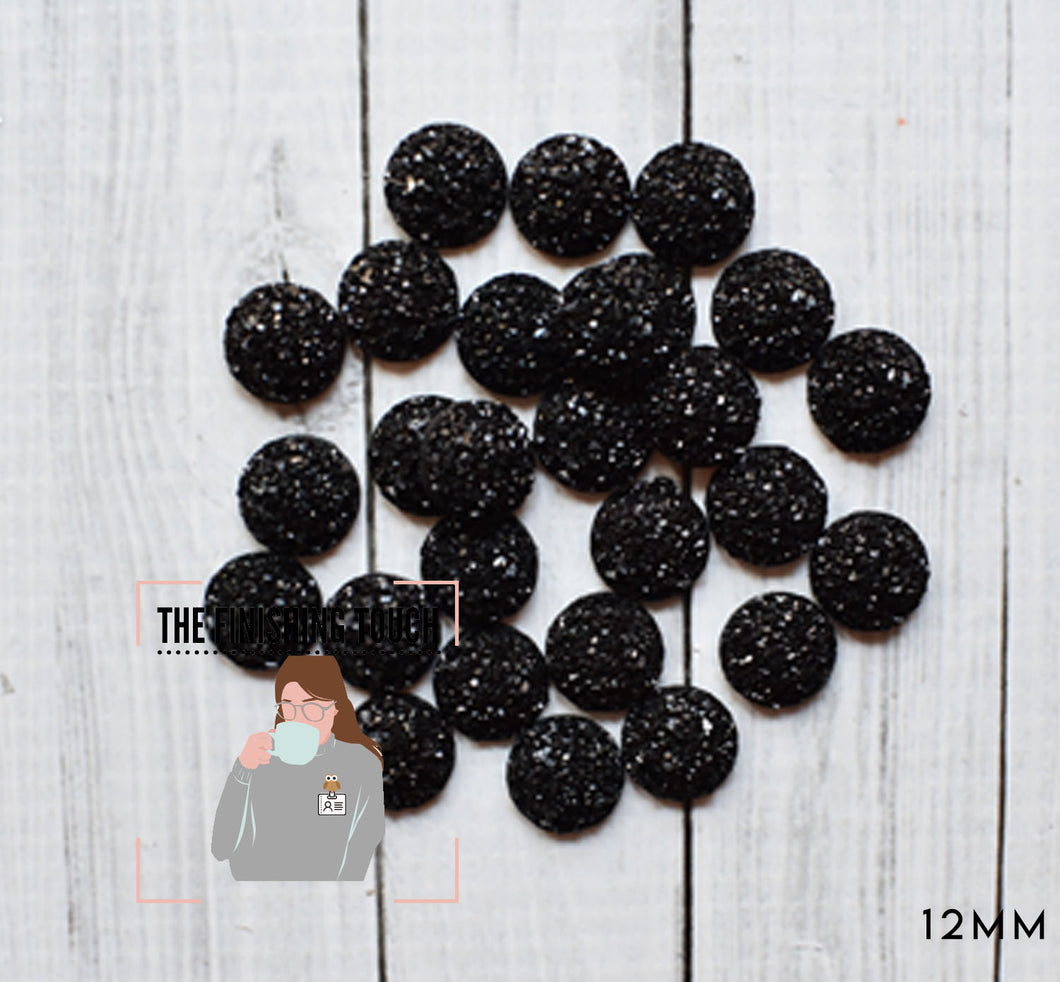 Black Cabochon 12mm - 10 count